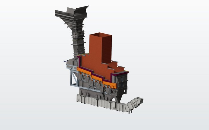 Rostfeuerungstechnologie - 3D-Zeichnung eines GRATEFIRE Rostes zur Abfallbverwertung von WEHRLE